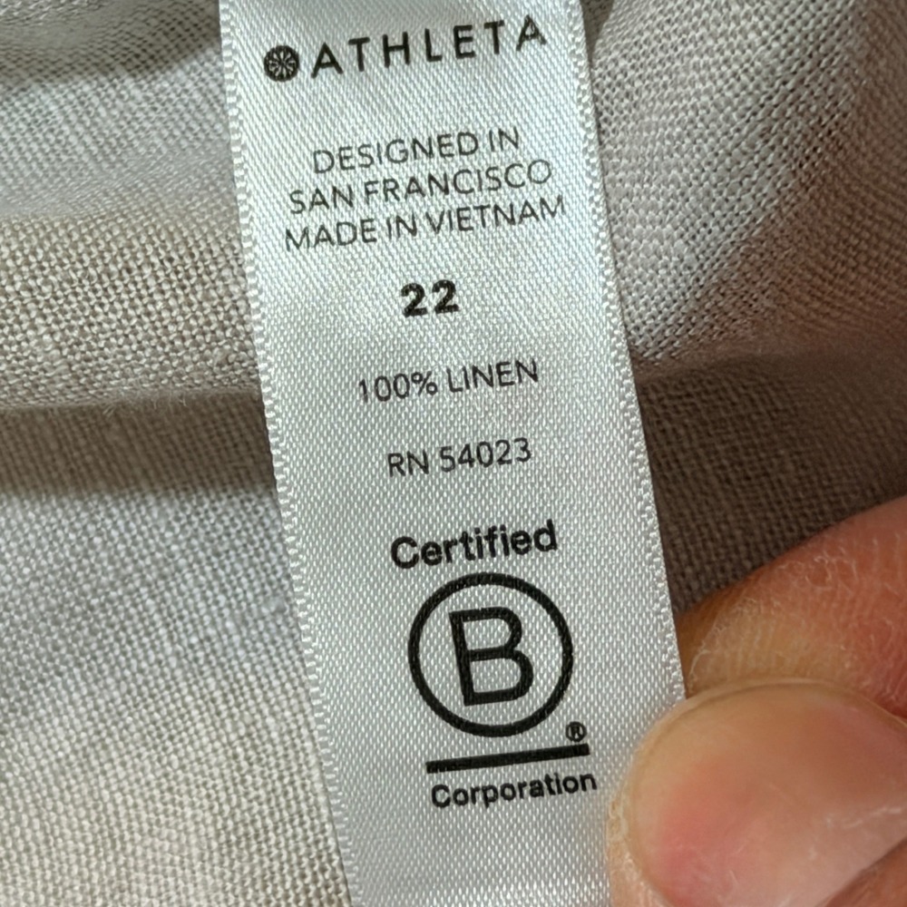 Athleta Cabo Tide Linen Jogger Women 22 Tan Camo Drawstring Elastic Waist Pants - Picture 9 of 11